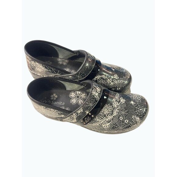 Sanita Koi Corinth Clogs Shoes Black Halloween Spider Spooky RARE 42 US 10.5 11 - Picture 3 of 7